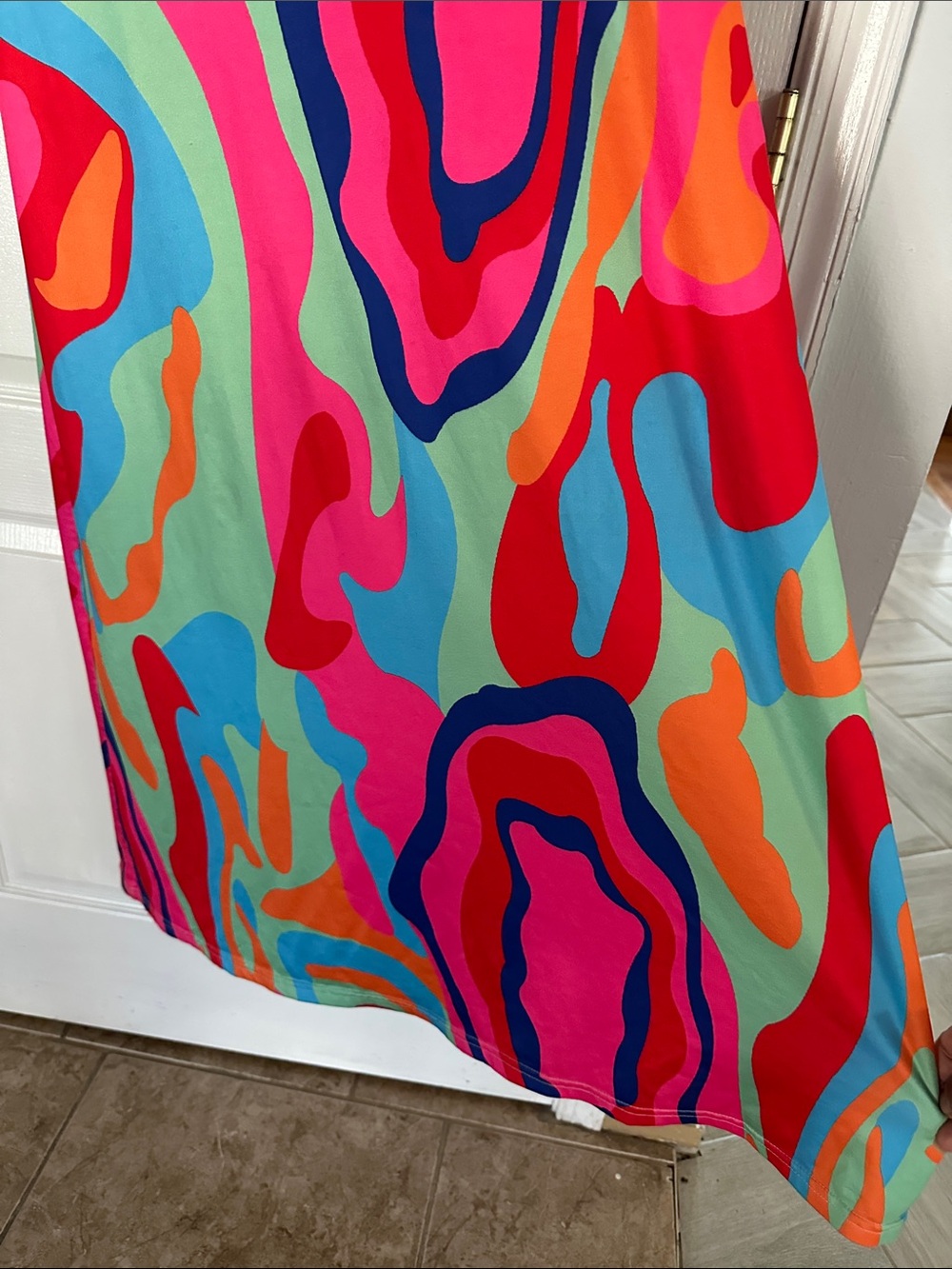 SHEIN Pink Multicolor Abstract Slip Maxi Dress - Picture 2 of 4